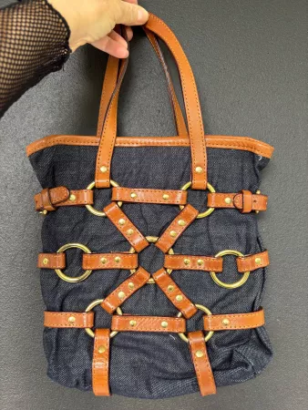 DSQUARED2 denim and leather small tote bag