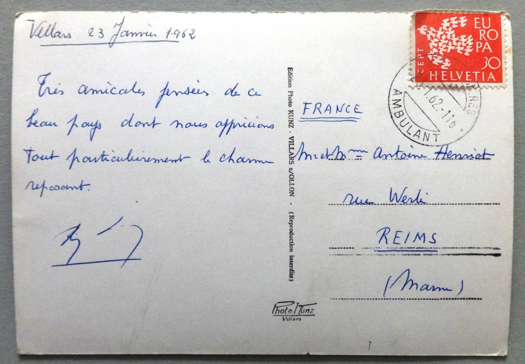 Cartoline postali: Villars, les Dents de Morcles – Usato da Fétigny venduto da Billy2miny 1