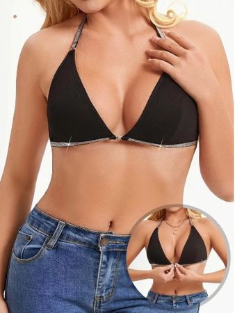NEUES Top ohne Brustpolster schwarz-silber Gr. L - 225288