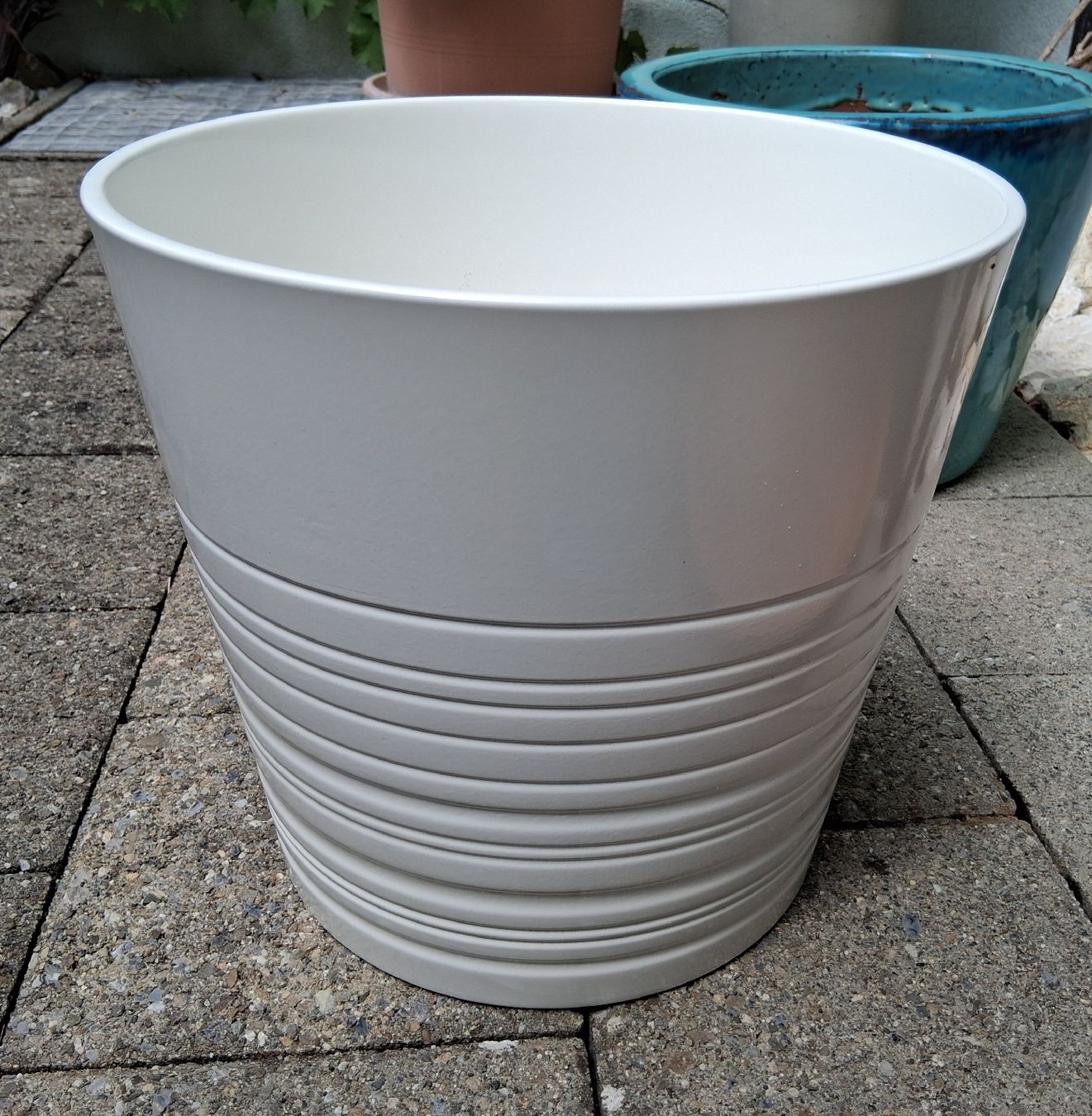 Ikea Vasi per fiori: IKEA  Übertopf weiss Steingut mit Rillen – Nuovo e nell'imballaggio originale da Aarburg venduto da brujil 4