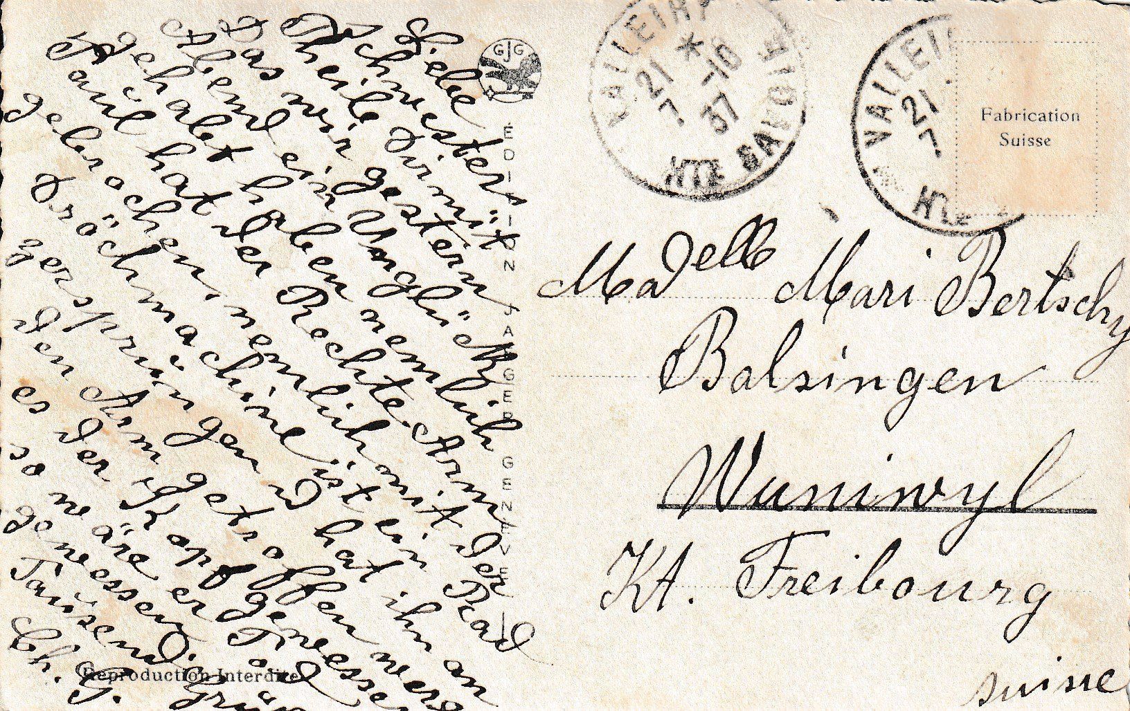 Cartes postales: AK Genève gel. 7.10.1937 – D'occasion à Fribourg par schnalla92 1