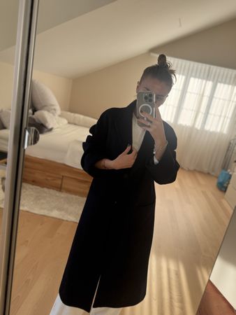 Zara Woman Winter Coat, Dark Blue, wool