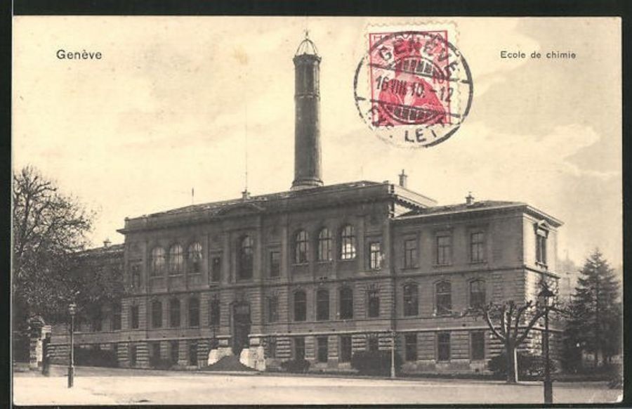 Cartoline postali: Genève, Ecole de chimie, circulée 1910 – Usato da Frauenfeld venduto da POML