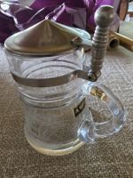 Bleikristall Beer Mug with Pewter Lid Engraved