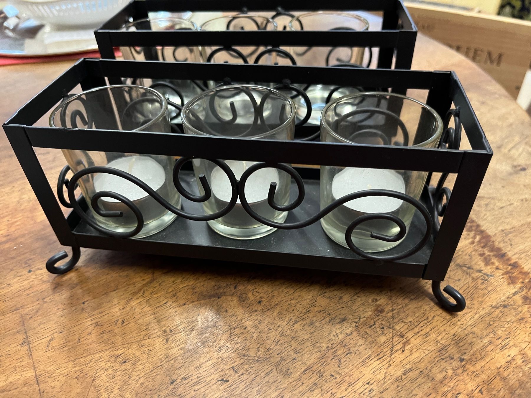 Portacandele: 2 Kerzenhalter / Organizer  Metall + Glas Teelicht – Usato da Stetten AG venduto da Brissago25 1