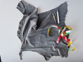 Leder Reste Velours Bekleidungsleder Wildleder grau