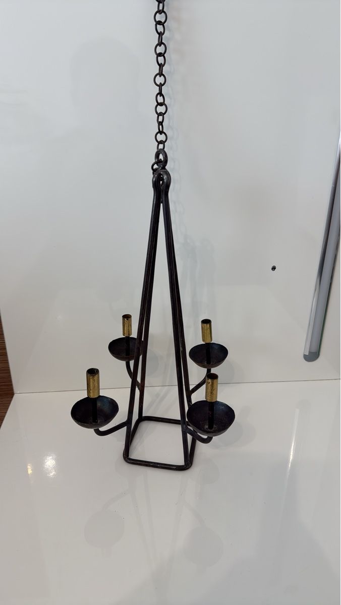 Portacandele: Lustre bougeoir suspendu fer / Kronleuchter Eisen – Usato da Vaux-sur-Morges venduto da GothamCity