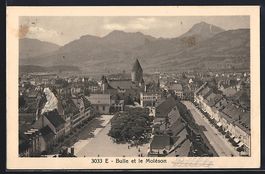 AK Bulle, Panorama et le Moléson, 1925