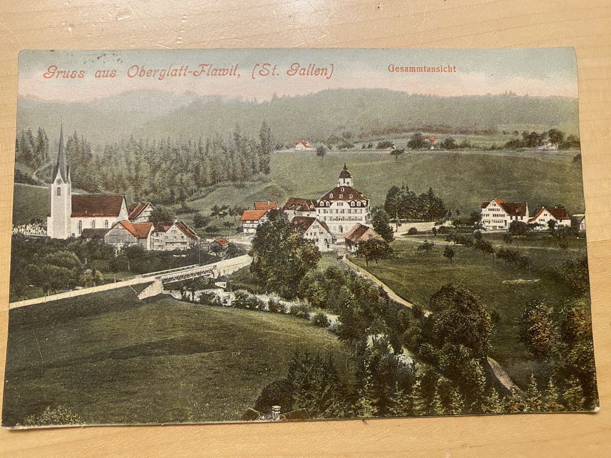 Cartoline postali: Oberglatt bei Flawil 1906 – Usato da Mosnang venduto da Goldwasser