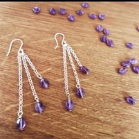 925 Silber Ohrhänger mit Amethysten - neu und ungetragen