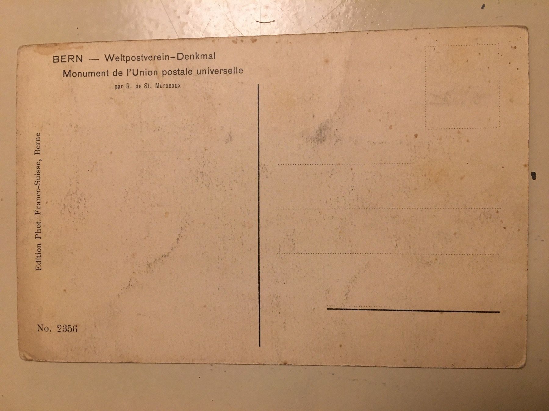Cartoline postali: AK Bern, Weltpostverein-Denkmal – Usato da Bern venduto da estalin 1