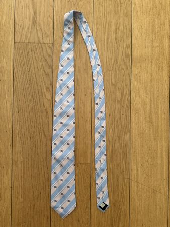 Burberry Tie Silk Blue Beige Pattern