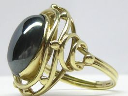 Antik Gold Ring 585 / 14 k Hämatit Blutstein Gr. 55 / 6.65 g