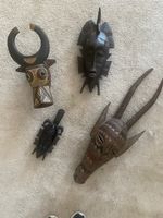 4 afrikanische Holzmasken – handgeschnitzt – Senufo Stil 
