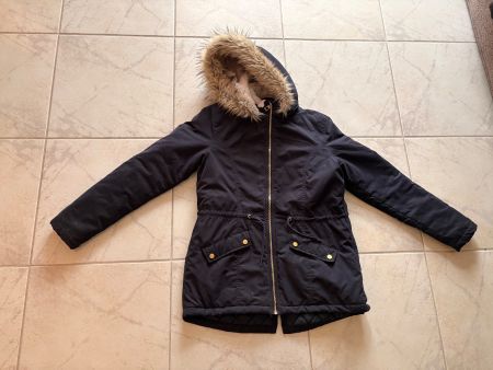 Warme Winterjacke mit Kapuze, Grösse 170 H&M, dunkelblau  👧