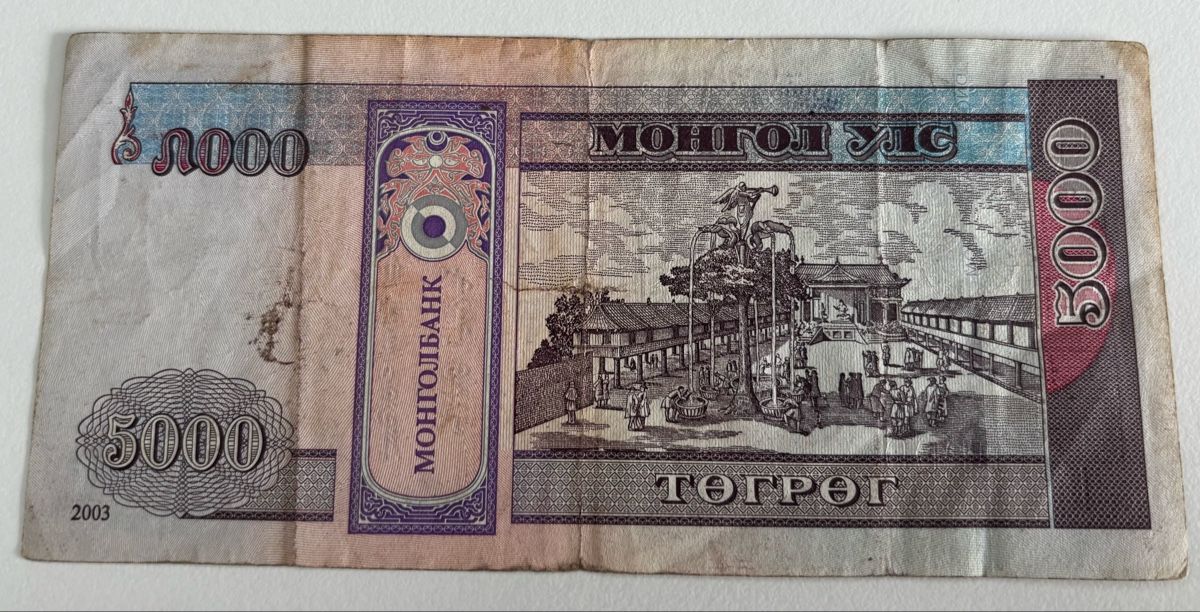 Banknoten: Mongolei 1000 Tugrik 2003 – Gebraucht aus Algetshausen von Carrhard 1