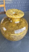 Vase Glas goldfarben gemustert rund guter Zustand