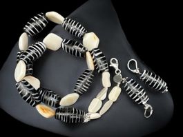 Unikat 💎  Kette + Ohrringe antiken Perlen + altem Perlmutt