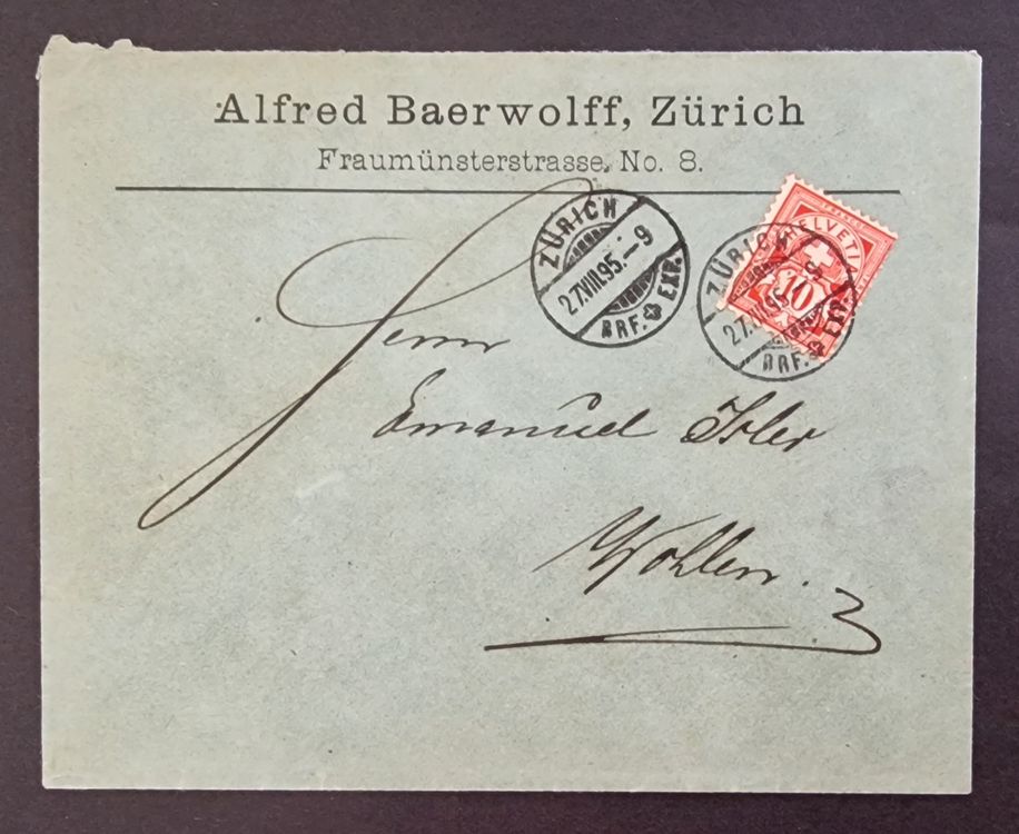 Briefumschlag von 1895 mit sehr schönen Stempeln ZÜRICH | Kaufen auf ...