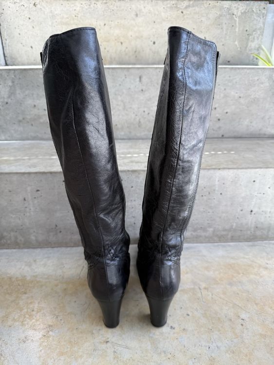 Damenschuhe: Bottes vintage cuir noir 37 Stiefel Stivali Boots US 6 UK 4 – Gebraucht aus Gipf-Oberfrick von SecondHandMisc 2