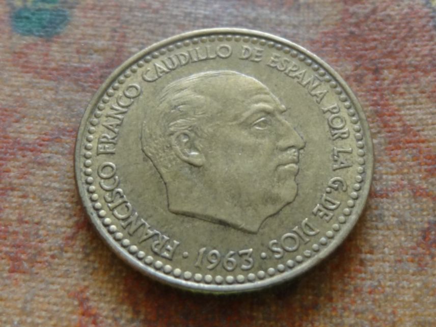 Alle Münzen: ESPAGNE  1  Pesetas  1963 – Gebraucht aus Romanel-sur-Lausanne von Swift13