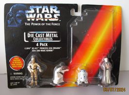 4 FIGURINES STAR WARS THE POWER OF THE FORCE MÉTAL - 1995