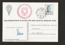 1966 Ballon Post nach WOLHUSEN an Otto Federer ab Oeschgen