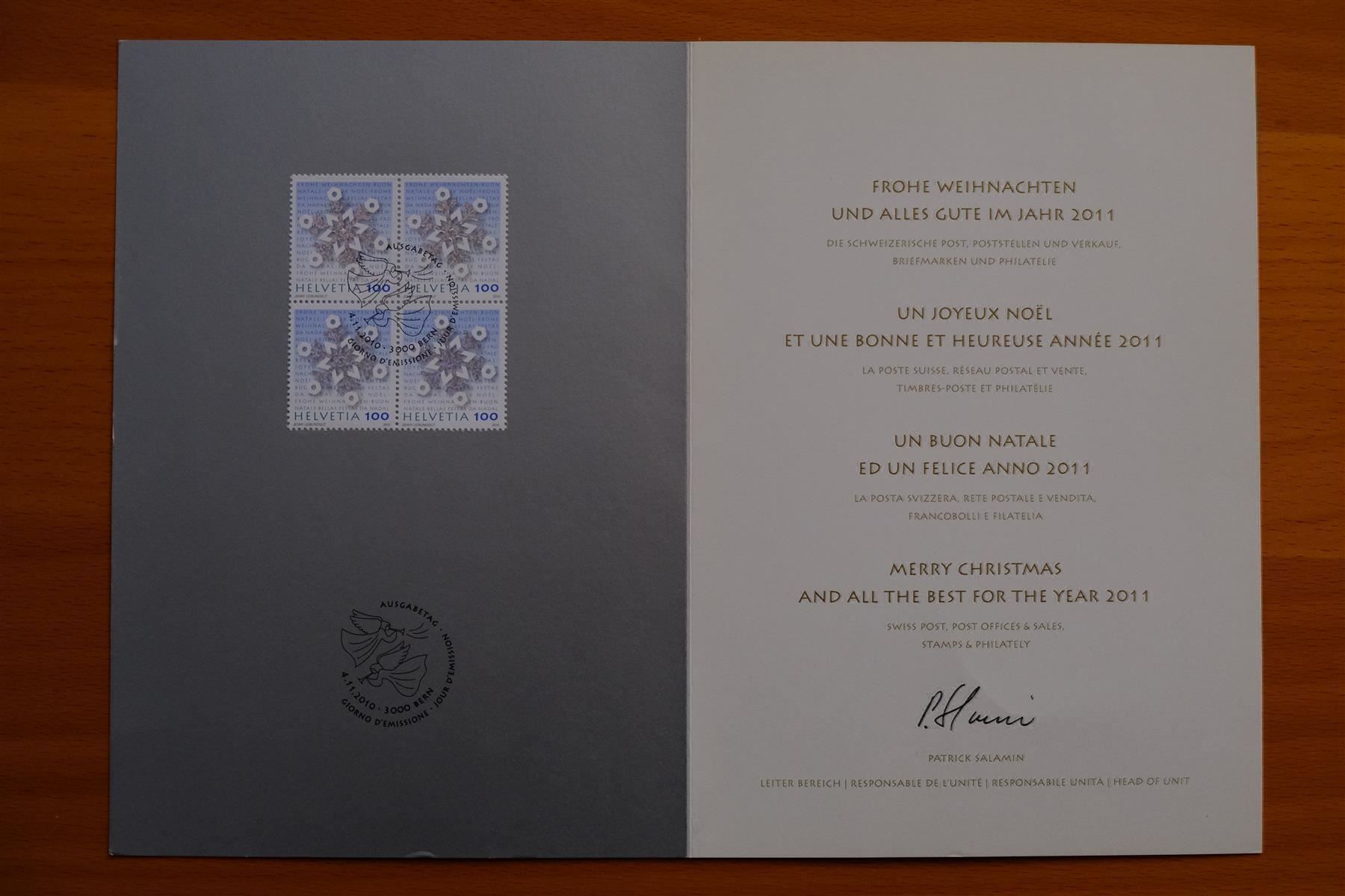Tutti i francobolli: 2 Folder Weihnachten/Neujahr 1997/2011 – Usato da Baar venduto da Asmara111 2