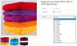 Badetuch Frottee 100 x 150 cm 100% BW
