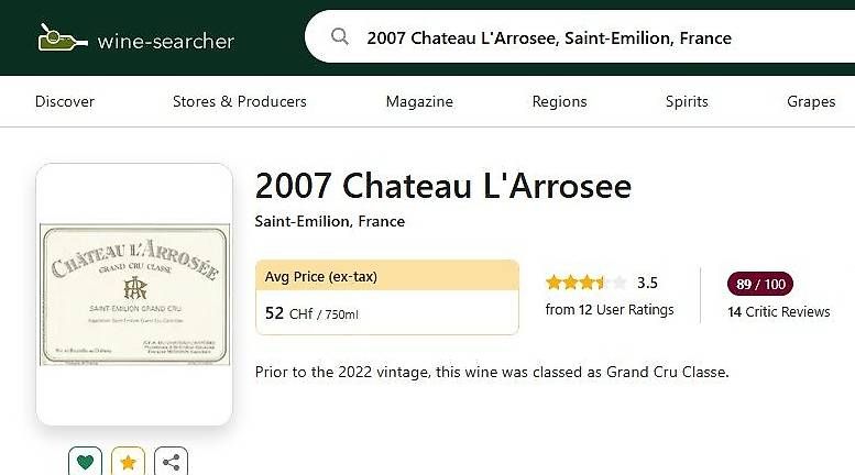 Vino: Chateau L'Arrosée 2007 – Usato da Porza venduto da Marti24 1