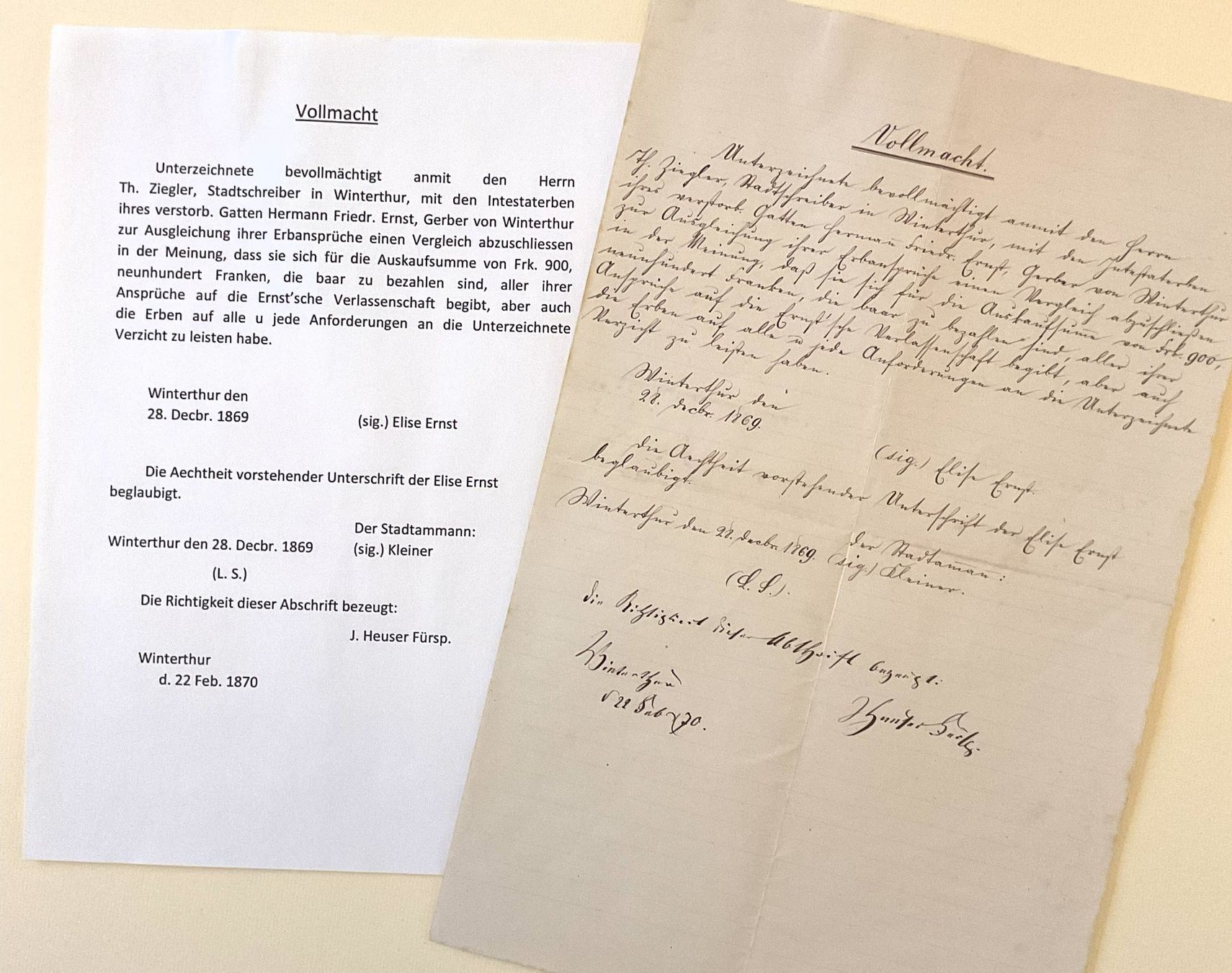 Documenti: 14 Dokumente Todesfall H.Ernst in Amerika 1864 v. Winterthur – Usato da Pfungen venduto da Doku7 8