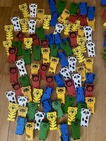 Holz Domino Steine Tiere 80er Jahre
