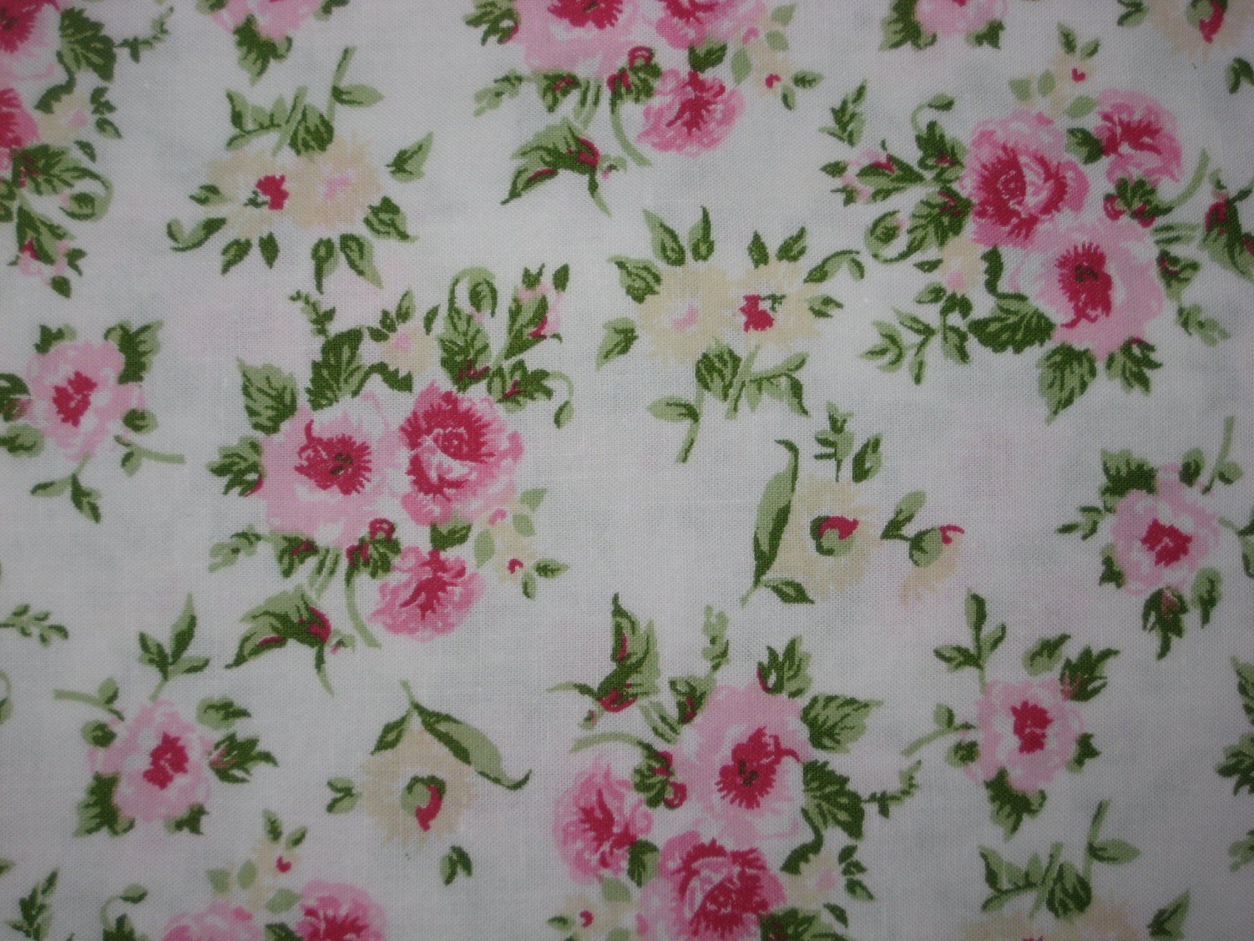 Tessuti: Baumwollstoff weiss mit rosa / pink Rosen – Nuovo (secondo la descrizione) da Füllinsdorf venduto da Schlupp 1