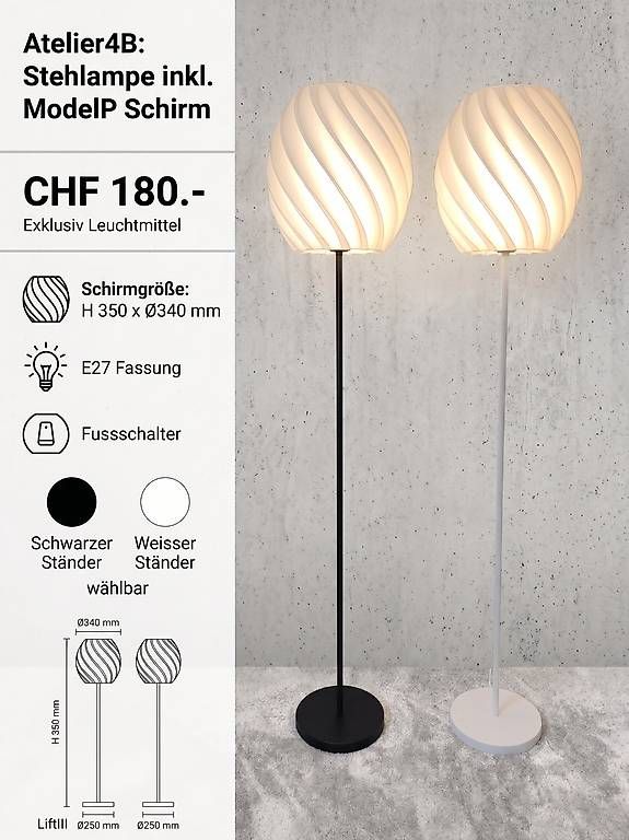 Lampen: Design-Ständerlampe «Model P»  Atelier4B – Gebraucht aus Roggwil BE von atelier4b