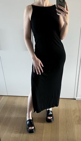 Schwarzes Sommerkleid Gr. 36 Elegant Rückenfrei Wasserfall 
