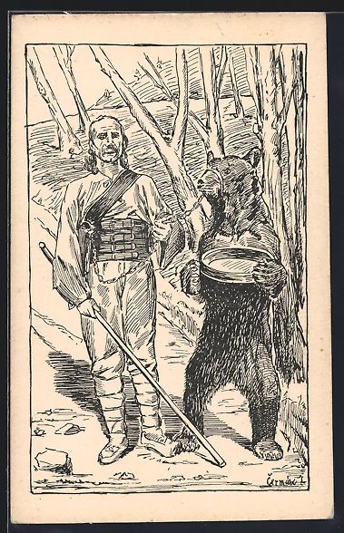 Cartoline postali: Tanzbär mit seinem Besitzer – Usato da Berlin venduto da bartko-reher