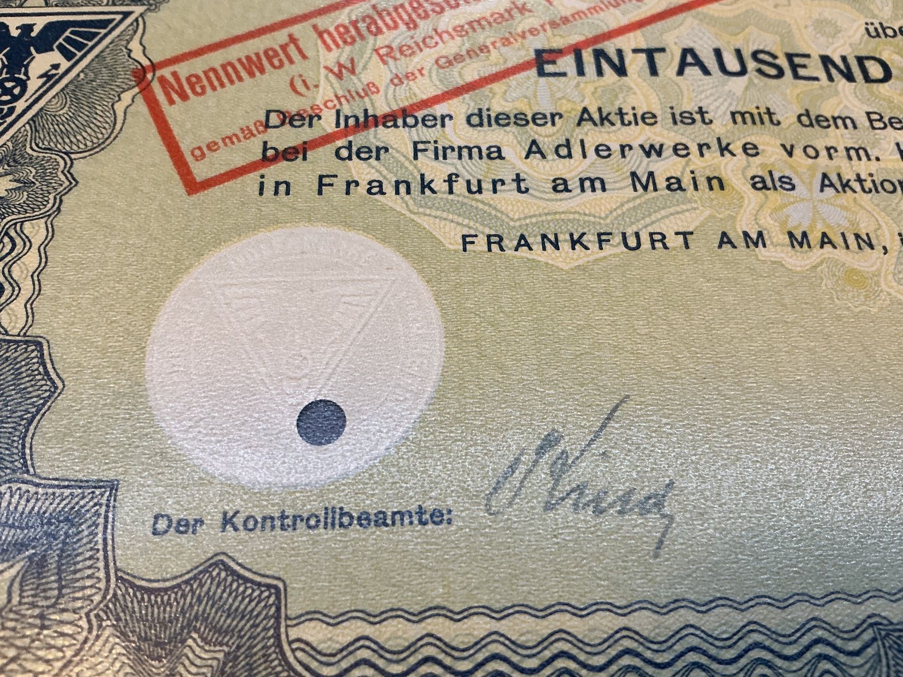 Documenti: Adlerwerke Aktien 1929 – Usato da Horw venduto da adler65 5