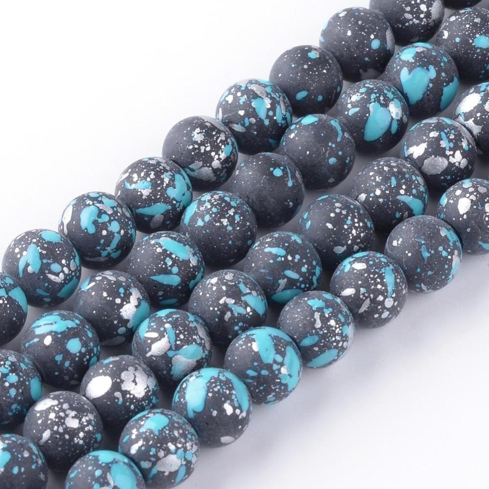 Perle (finte): Glasperlen Himmelblau gemustert 8mm – Nuovo (secondo la descrizione) da Rüegsau venduto da Tausendfreund