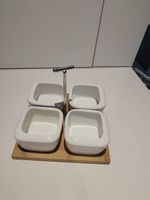 Set de service snacks porcelaine et bambou