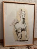 Pferdebild, Lithografie, 73x53 cm mit Holzrahmen
