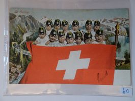 Alte Postkarte - Kinder mit Schweizer Flagge, Rarität!