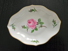 Meissen kleine Porzellanschale mit Rosenmuster und Goldrand