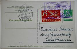 Flugpost Ganzsache NHORA LA Chaux-de-Fonds-Bale 1926