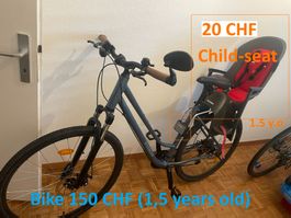 Bike Riverside and child seat (can be sold separately)