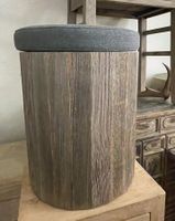 Hocker rund 35 cm / Holz mit Sitzkissen