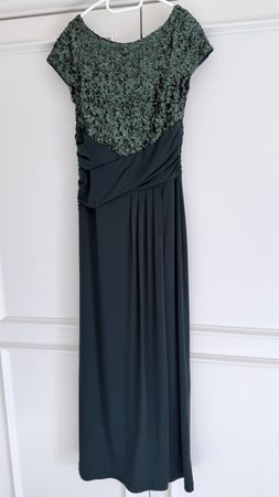 Langes Kleid Pailletten Oberteil dunkelgrün Grösse S