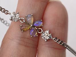 Hübsches Blumen Opal Armband Silber 925  Geschenkidee!