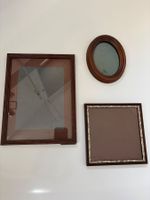 Vintage Fotorahmen Holz Set 3 Stck. Oval Rund Rechteckig