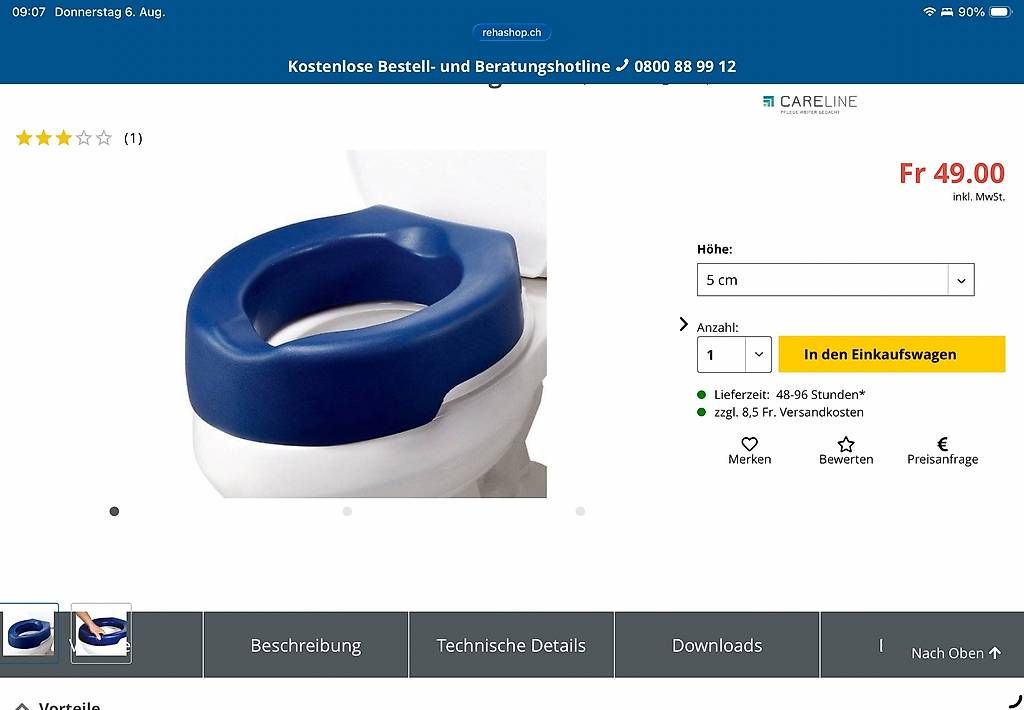 WC: Toilettensitz Erhöhung – Usato da Zürich venduto da g_nai