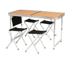 Camping Tisch Set mit 4 Hocker Aluminium